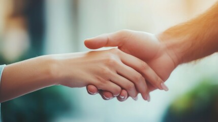 Close-up of two hands clasped together, symbolizing trust, support, and partnership.