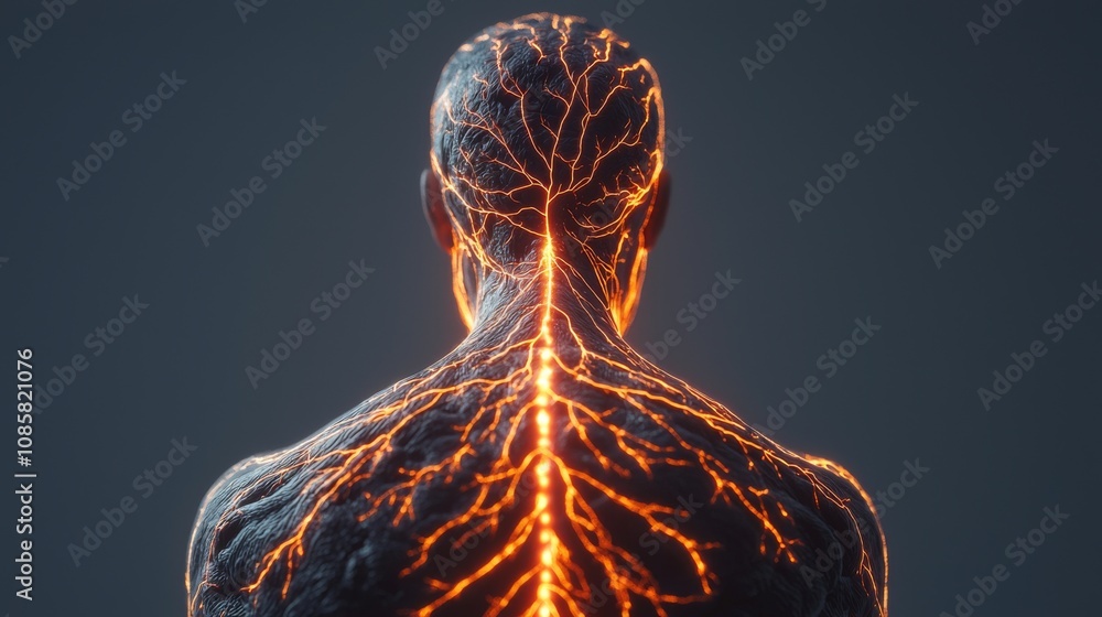 Aufkleber a striking visualization of a human figure with illuminated pathways, symbolizing the intricate netw