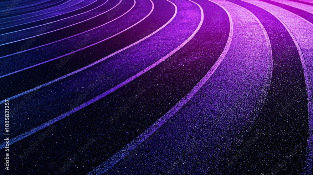 Poster a vibrant, abstract image featuring wavy lines in shades of purple and blue, creating a dynamic and 