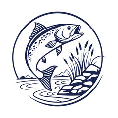 Creative Fish Logo Design A Harmonious Representation of Aquatic Life, Natural Elements, and Artistic Elegance
