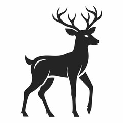 Deer of Silhouette Vector Illustration, black and white deer