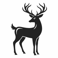 Deer of Silhouette Vector Illustration, black and white deer