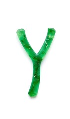 Green Resin Letter Y: Close-up Product Shot. AI Generated