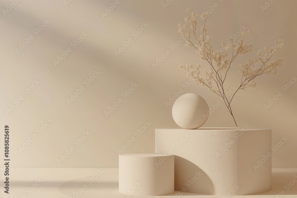 Aufkleber minimalist abstract beige background for branding and product showcase with geometric elements