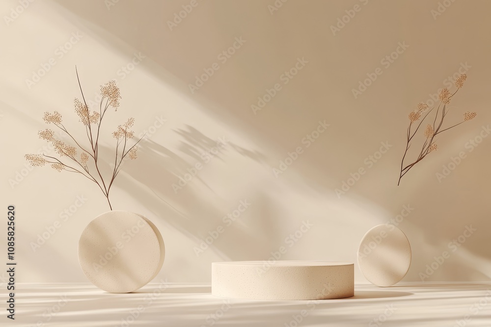 Poster minimalist abstract beige background for branding and product displays with geometric elements