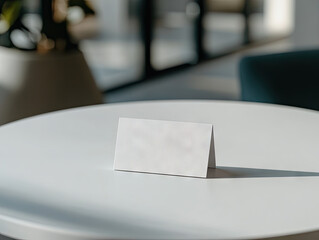 close-up shot of an empty white card on the table