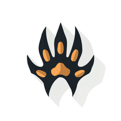 A simple flat 2D icon of an cat's claw isolated on a background, vector design, ideal for animation, UI/UX design, mobile apps, web design, digital illustrations, and minimalist icon design