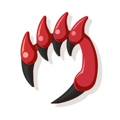 A simple flat 2D icon of an cat's claw isolated on a background, vector design, ideal for animation, UI/UX design, mobile apps, web design, digital illustrations, and minimalist icon design