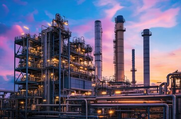 Obraz premium Industrial Complex at Sunset