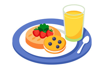 Healthy Breakfast Plate with Fresh Berries and Orange Juice Delight