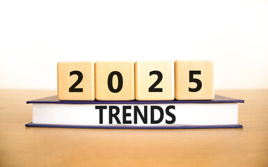 Planning 2025 trends new year symbol. Concept words 2025 Trends on beautiful wooden blocks and...