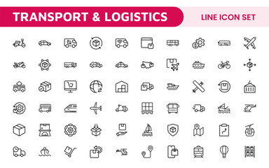 Transport and Logistics Icon Collection. High-Quality Icons for Shipping, Delivery, Freight, Fleet Management, Cargo Handling, and Supply Chain Optimization