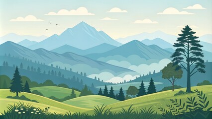 Fototapeta premium Landscape vector, mountains multipurpose illustration, scalable illustration