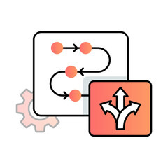 Build Your Own Process Icon – Flowchart with Arrows, Representing Custom Workflow, Innovation, and Tailored Solutions