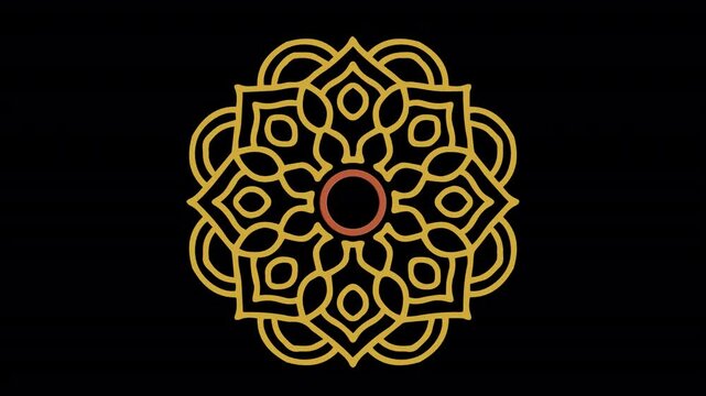 Intricate Mandala Design in Gold and Red