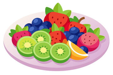 Vibrant Fruit Platter with Strawberries, Blueberries, and Kiwis- A Healthy Treat