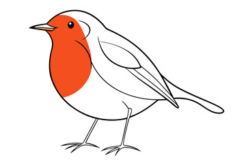 Elegant Line Drawing of a Robin Minimalist Vector Art Illustration
