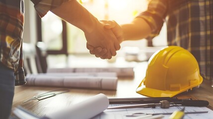 Successful Construction Project Partnership Handshake