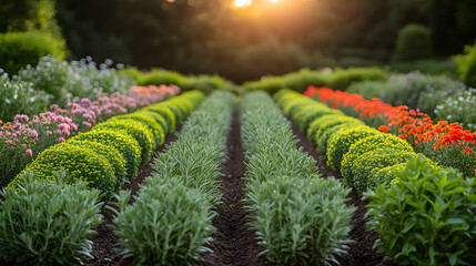 Vibrant Thyme Garden: A Colorful Landscape Filled With Life and Aromatic Herbs Under the Sun