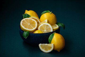 Fresh Lemons in a Bowl Still Life