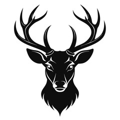 A Deer Head Silhouette Vector Illustration with white background