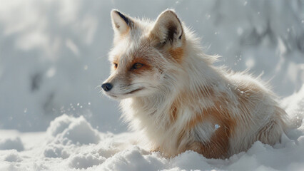 Naklejka premium Fox in the winter snow