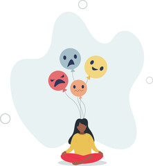 Emotional control and self regulation, stressed management or mental health awareness, feeling and expression concept.flat characters.