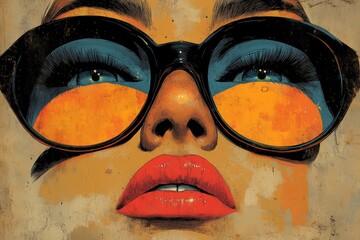 Retro-style poster with comic book elements, bright colors, expressive typography, halftone shadows, vintage details and playful characters. Generative AI