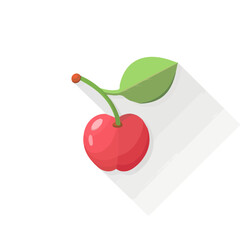 Simple flat 2D icon of cherry isolated on a background, vector design, ideal for animation, UI/UX design, mobile apps, web design, digital illustrations, and minimalist
