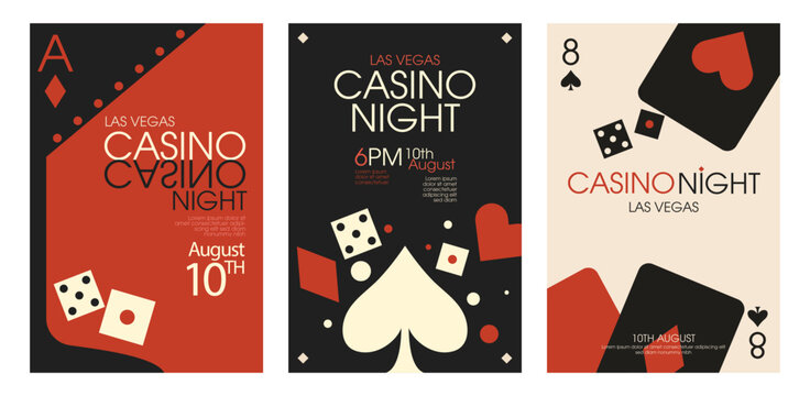 Casino poster cinematic with red and black, luxury and royale elegant theme high society bet and dices, abstracted gamble night