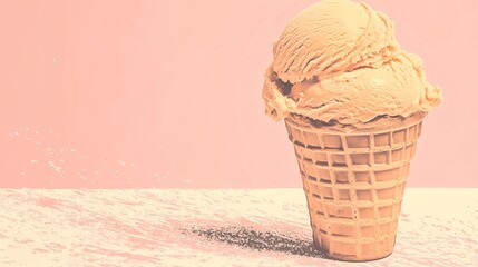Fototapeta premium Layered ice cream cones with decorative patterns and textures, blending into a bright, energetic background, ideal for summer campaigns or event graphics