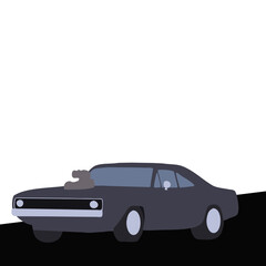 Classis Race Car on Road Vector Graphic