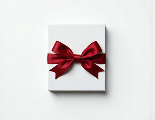 white gift box with ribbon  isolated on white background