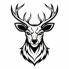 A Deer Head Line Art Vector Illustration with white background