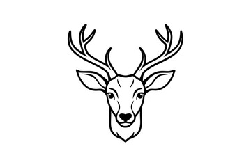 A Deer Head Line Art Vector Illustration with white background