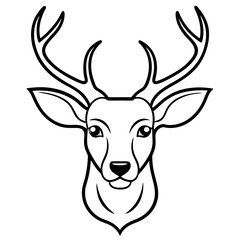 A Deer Head Line Art Vector Illustration with white background