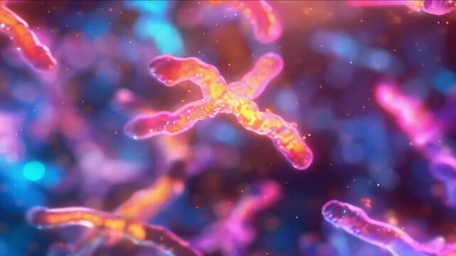 Microscopic view of x chromosomes or bacteria or other microbes bacillus or genetic material cell.