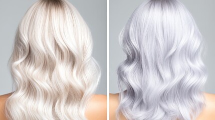 Fototapeta premium Striking twotone hair color transformation, dark meets light blonde in a daring contrast