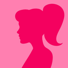 Pink Girl Silhouette Vector Graphic