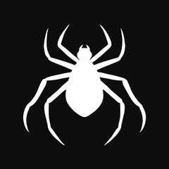 White Spider on Black Background Vector Graphic