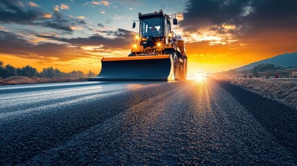 Road Construction Equipment at Sunset Paving New Asphalt