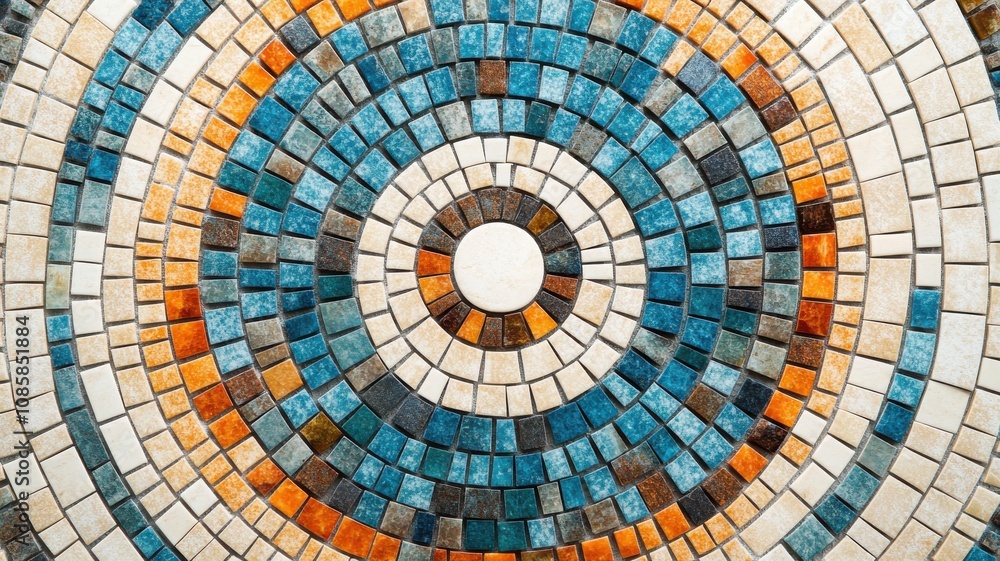 Poster colorful mosaic pattern with circular design.