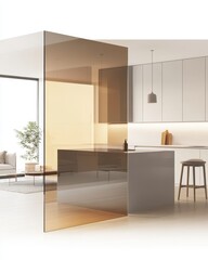 Fototapeta premium Translucent panel features a sleek design perfect for contemporary architecture, presented in a high-resolution image against a white backdrop.