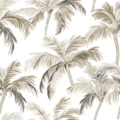 palm tree pattern in neutral tones with white background