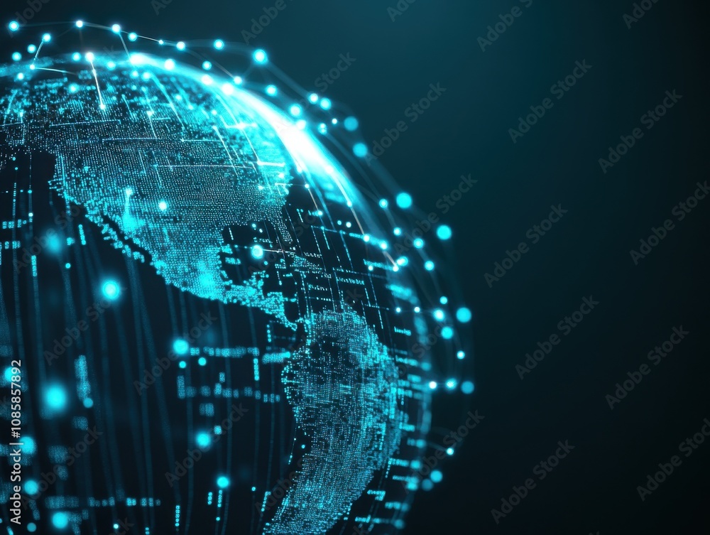 Poster abstract digital globe with data connections.