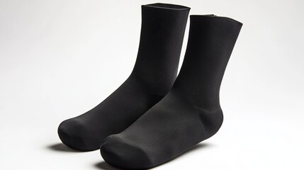 Pair of Black Socks Isolated on White Background for Product Presentation