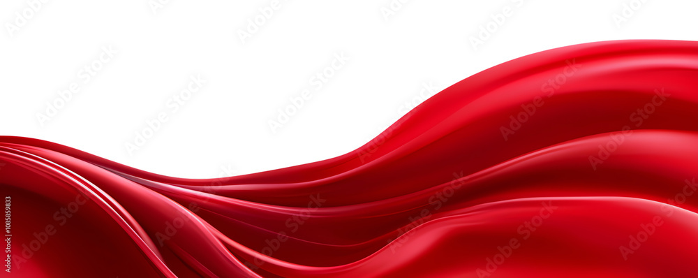 Poster abstract red wave graphic design with smooth flow on a black background. transparent background