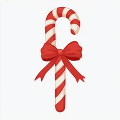 Festive Candy Cane with Red Bow - Christmas Sweet Treat