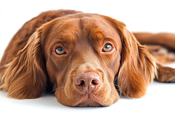 Adorable Brown Dog Resting on White Background