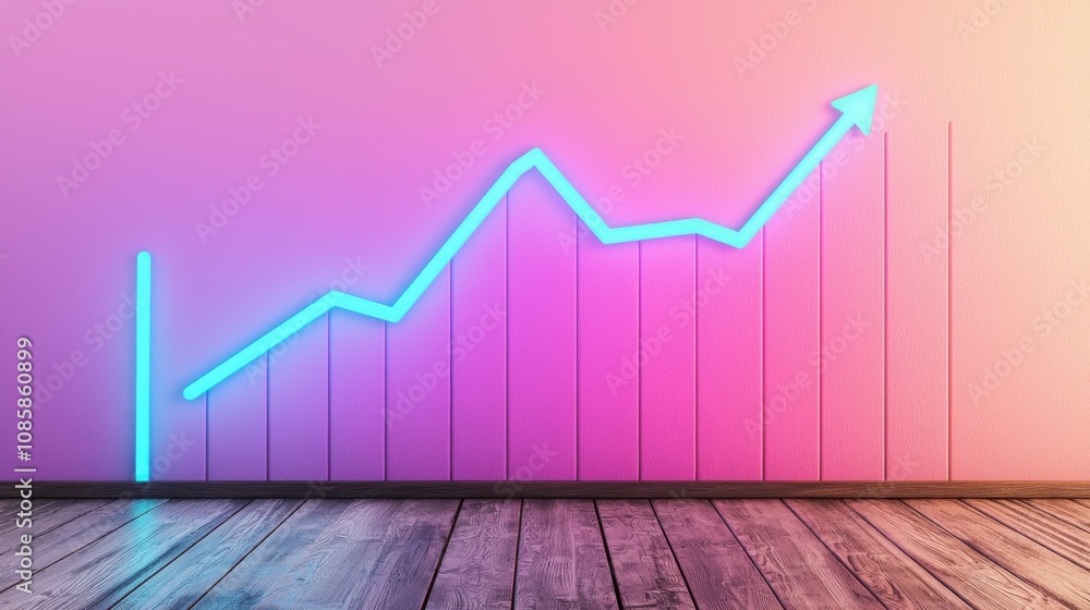 Aufkleber business sales and algorithm concept. a vibrant graphic depicting a rising trend line against a grad